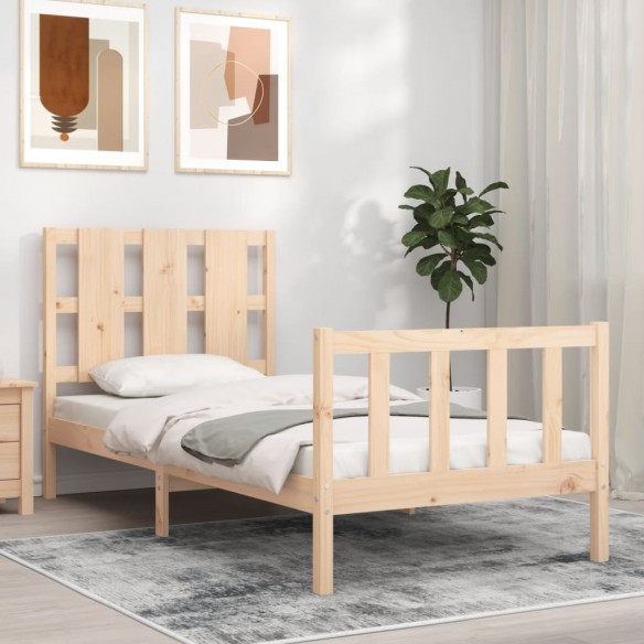 Lit avec tête de lit 90x190 cm bois massif