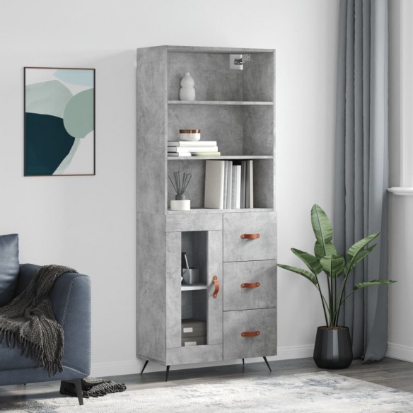 Buffet haut Gris béton 69,5x34x180 cm 