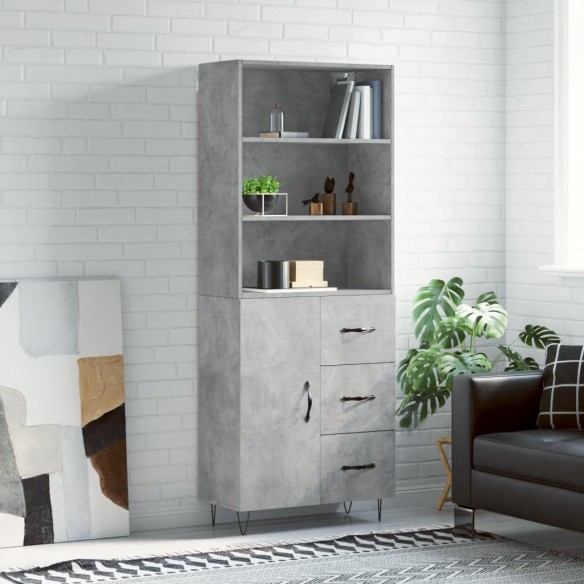 Buffet haut Gris béton 69,5x34x180 cm 