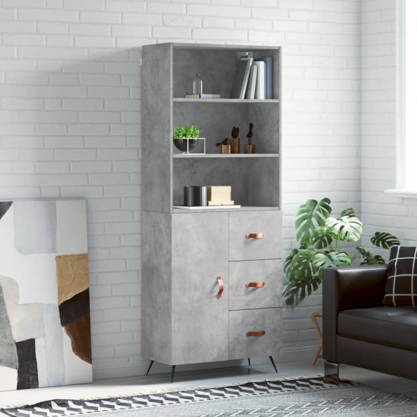 Buffet haut Gris béton 69,5x34x180 cm 