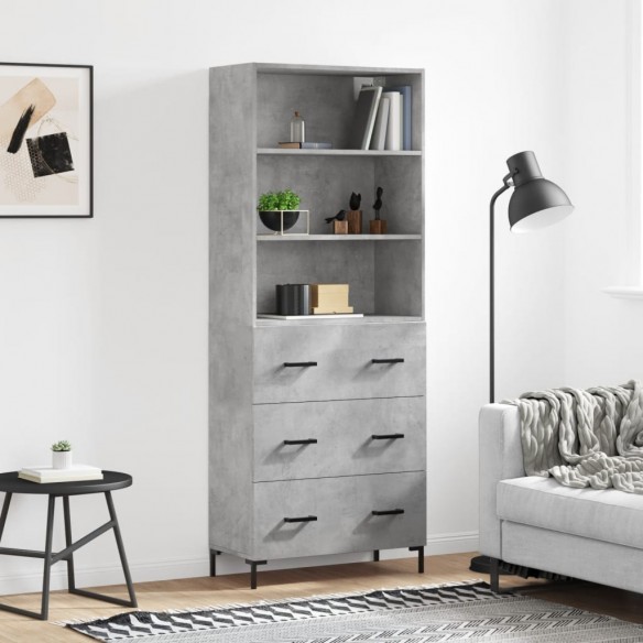 Buffet haut Gris béton 69,5x34x180 cm 