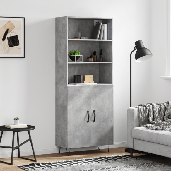 Buffet haut Gris béton 69,5x34x180 cm 