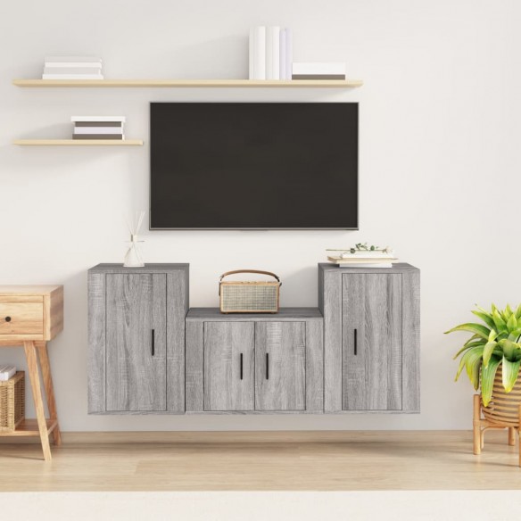 Ensemble de meubles TV 3 pcs Sonoma gris 