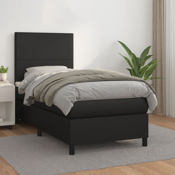 Lit avec matelas Noir 80x200cm Similicuir