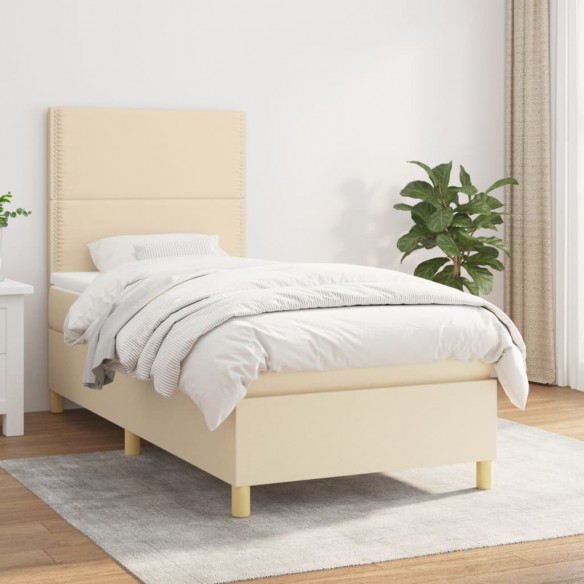 Lit avec matelas Crème 80x200 cm Tissu