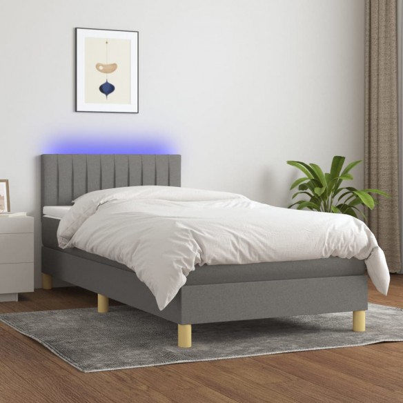 Lit avec matelas et LED Gris foncé 80x200cm