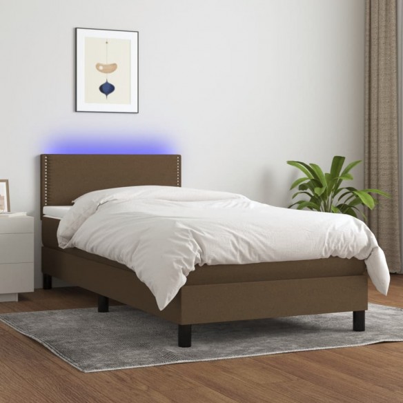Lit et matelas et LED Marron foncé 80x200cm