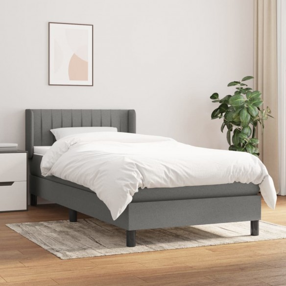 Lit avec matelas Gris foncé 80x200 cm Tissu