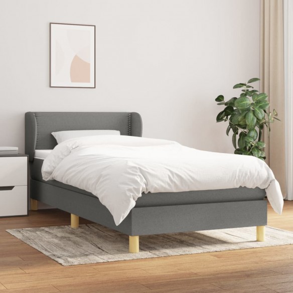 Lit avec matelas Gris foncé 100x200cm Tissu