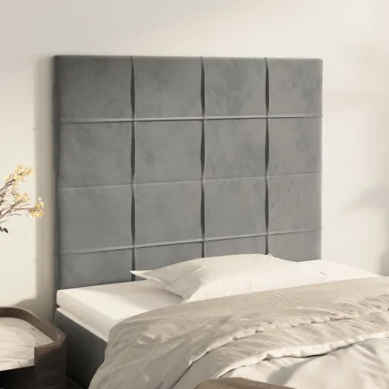 Têtes de lit 2 pcs Gris clair 90x5x78/88 cm Velours