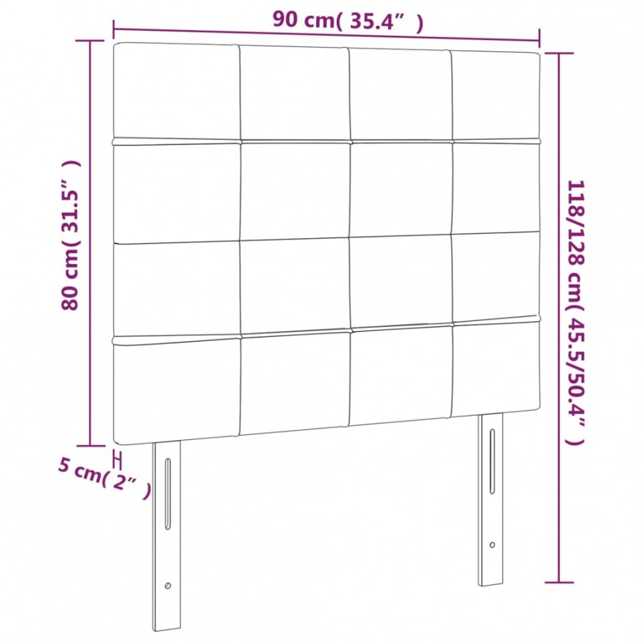 Têtes de lit 2 pcs Gris clair 90x5x78/88 cm Velours