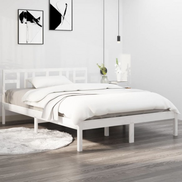 Lit Blanc Bois massif 200x200 cm