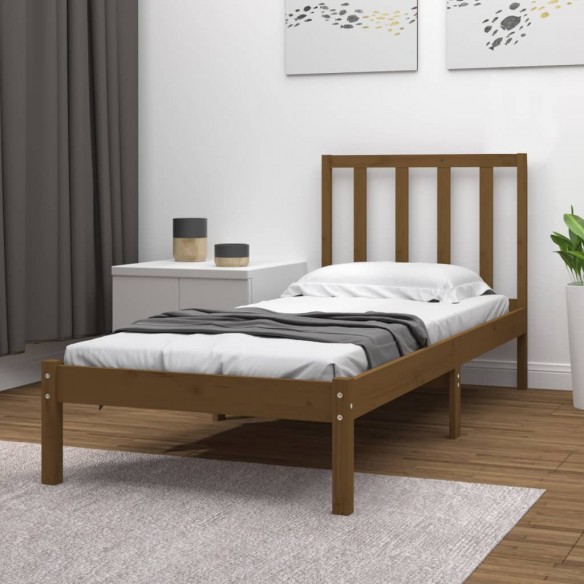 Lit Marron miel Bois de pin massif 100x200 cm