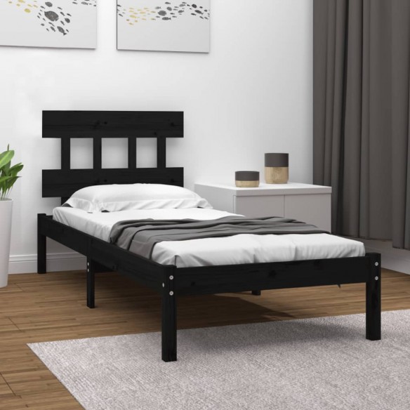 Lit Noir Bois massif 100x200 cm