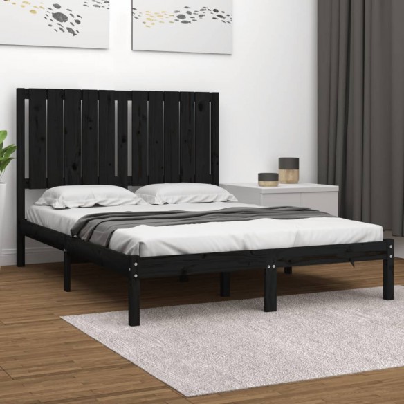 Lit Noir Bois massif 120x190 cm Petit Double
