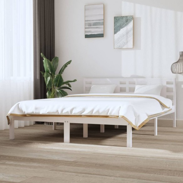 Lit Blanc Bois de pin massif 120x200 cm