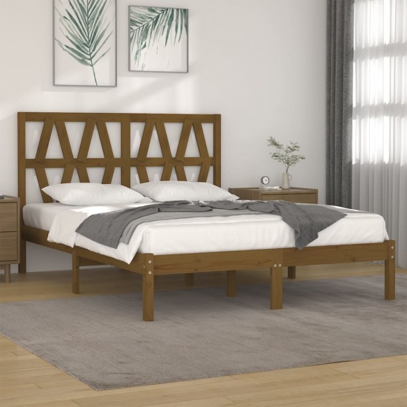 Lit Marron miel Bois de pin massif 120x200 cm