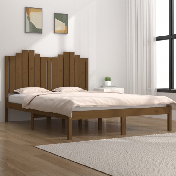 Lit Marron miel Bois de pin massif 120x200 cm
