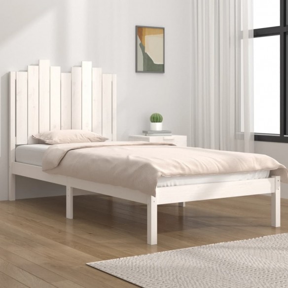 Lit Blanc Bois de pin massif 100x200 cm