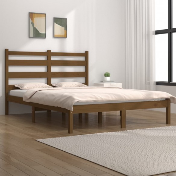 Lit Marron miel Bois de pin massif 120x200 cm