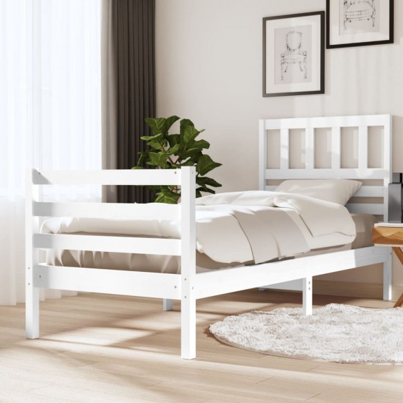 Lit Blanc Bois massif 75x190 cm Petit simple