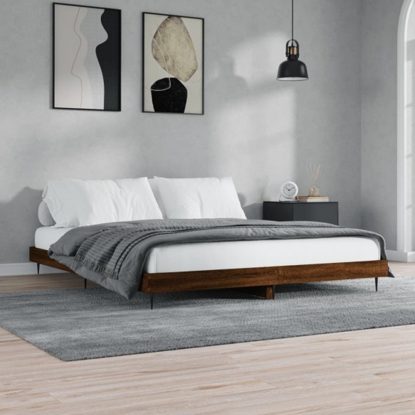 Lit chêne marron 120x200 cm bois d'ingénierie