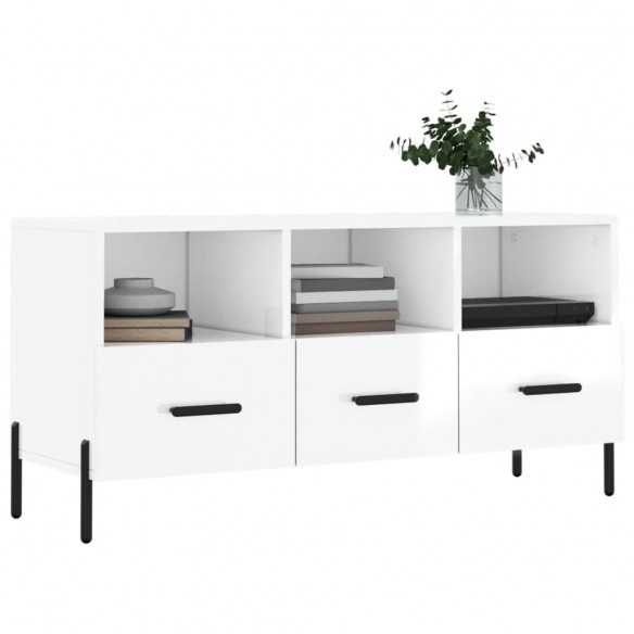 Meuble TV Blanc brillant 102x36x50 cm 