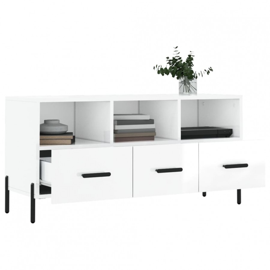 Meuble TV Blanc brillant 102x36x50 cm 