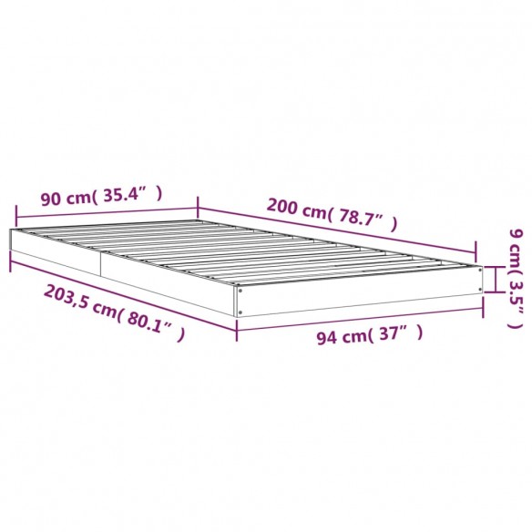 Lit 90x200 cm Bois de pin massif Lit 90x200 cm Bois de pin massif