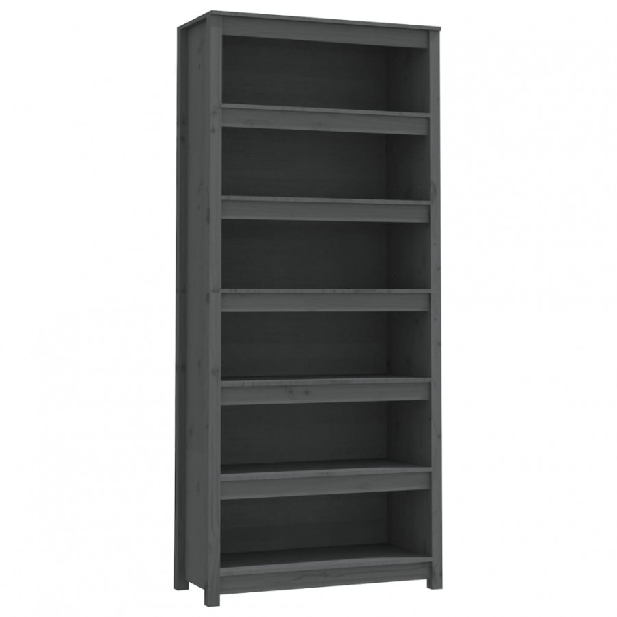 Bibliothèque Gris 80x35x183 cm Bois de pin massif