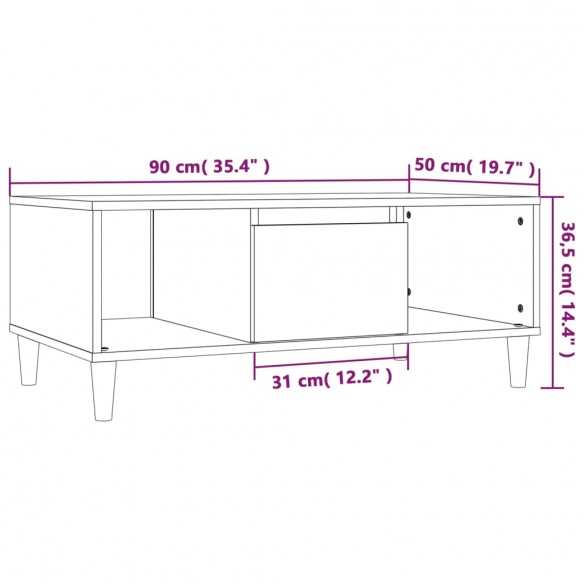 Table basse Blanc 90x50x36,5 cm 