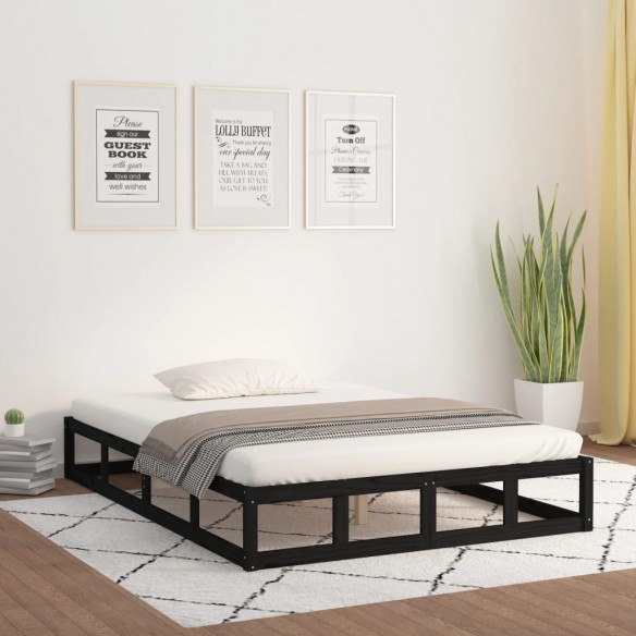 Lit Noir 140x190 cm Bois massif
