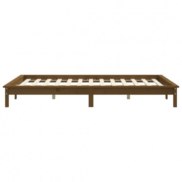 Lit Marron miel 150x200 cm Bois pin massif Très grand