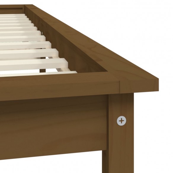 Lit Marron miel 150x200 cm Bois pin massif Très grand