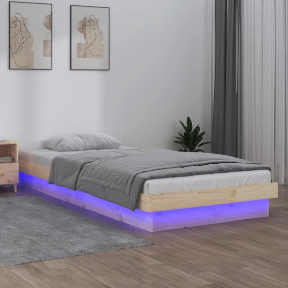 Lit à LED 75x190 cm petit simple bois massif