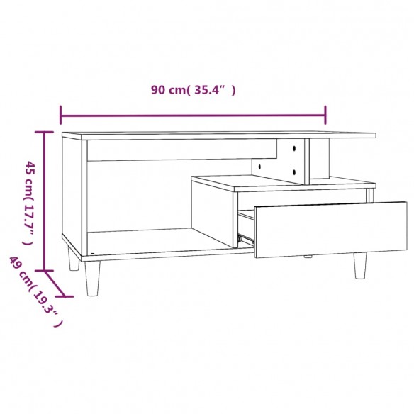 Table basse Sonoma gris 90x49x45 cm 