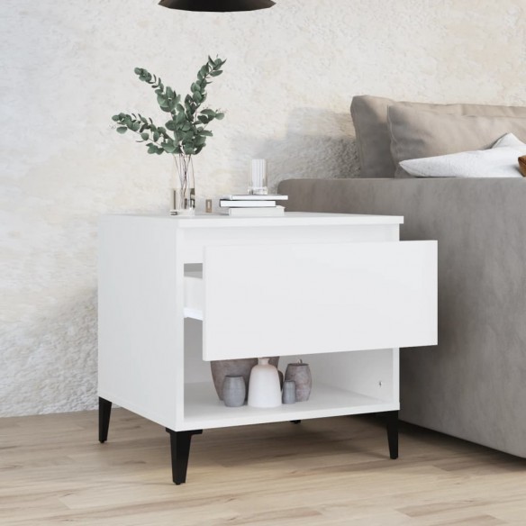 Table d'appoint Blanc 50x46x50 cm Bois d’ingénierie Table d'appoint Blanc 50x46x50 cm Bois d’ingénierie