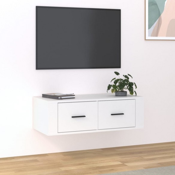 Meuble TV suspendu Blanc 80x36x25 cm 