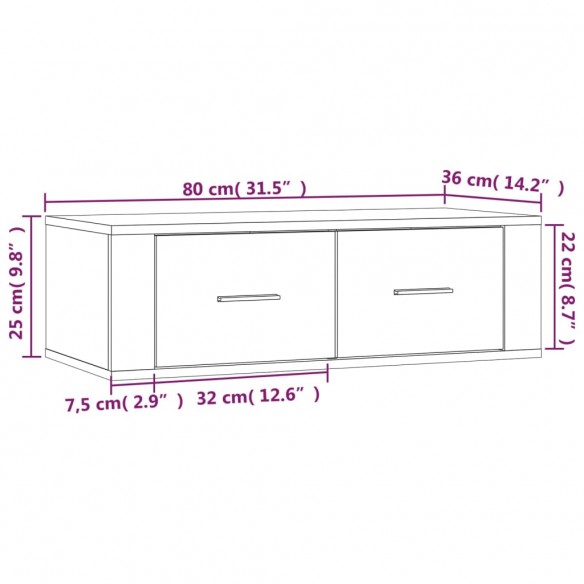 Meuble TV suspendu Blanc 80x36x25 cm 