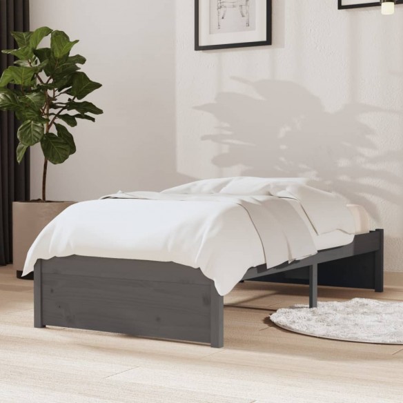 Lit Gris Bois massif 75x190 cm Petit simple