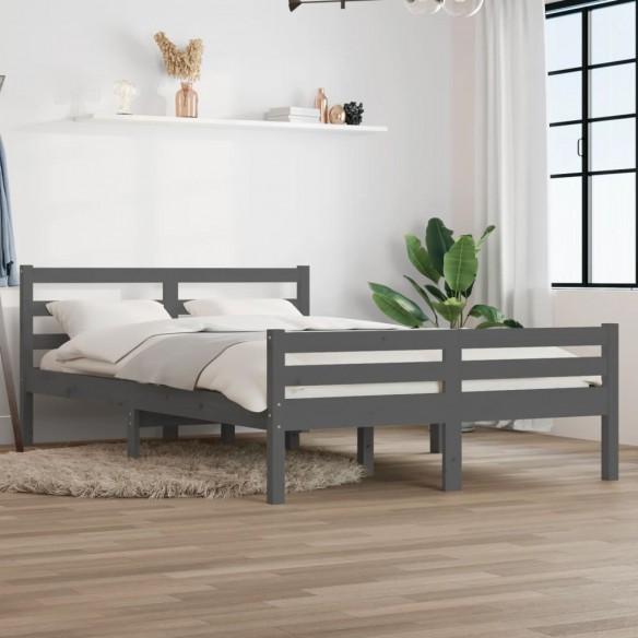 Lit Gris Bois massif 120x200 cm