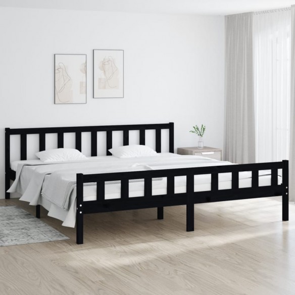 Lit Noir Bois massif 200x200 cm