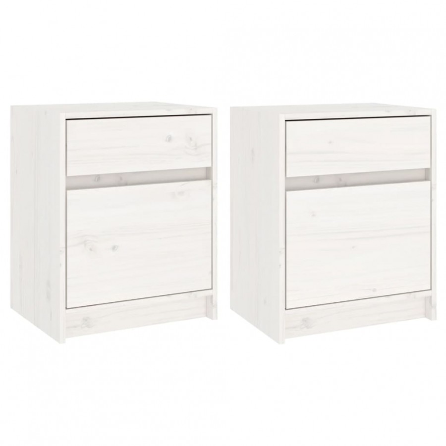 Tables de chevet 2 pcs Blanc 40x31x50 cm Bois de pin massif