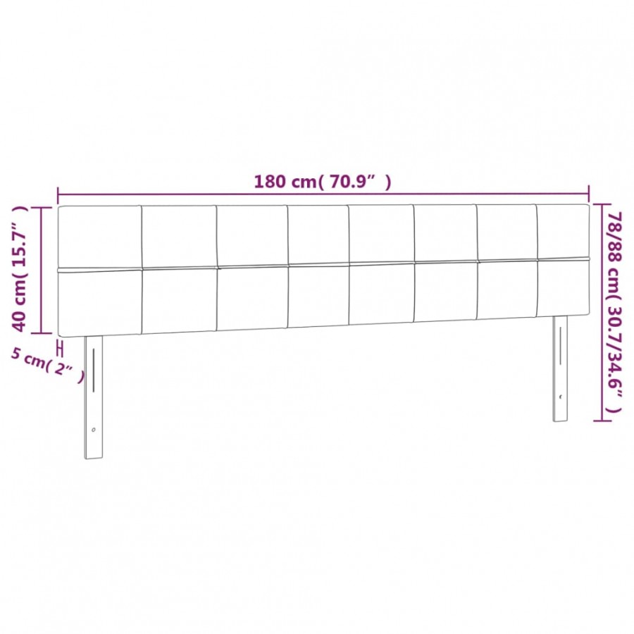 Têtes de lit 2 pcs Gris clair 90x5x78/88 cm Velours