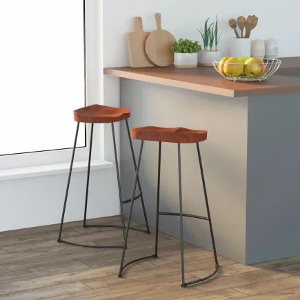 Tabourets de bar Gavin lot de 2 50x40x78cm bois massif manguier