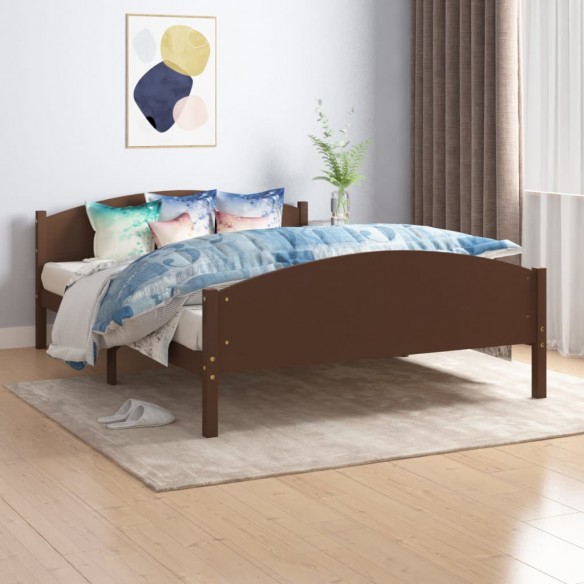 Lit Marron foncé Bois de pin massif 160x200 cm