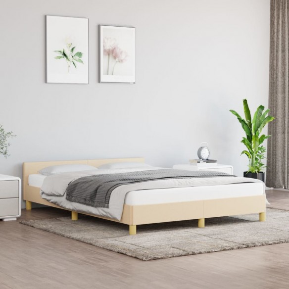 Lit avec tête de lit Crème 140x190 cm Tissu