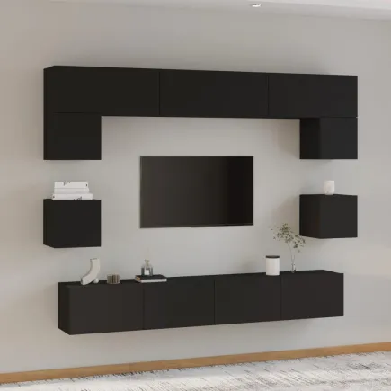 Ensemble de meubles TV 8 pcs Noir