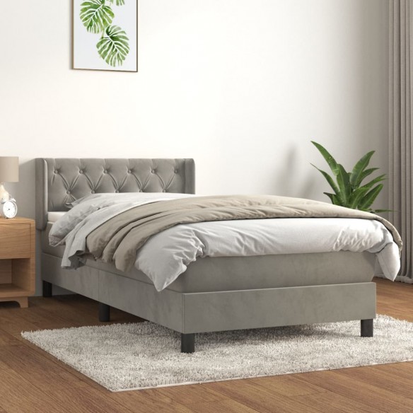 Lit et matelas Gris clair 80x200 cm Velours