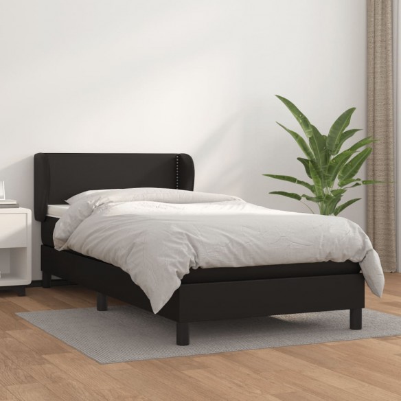 Lit avec matelas Noir 90x200 cm Similicuir
